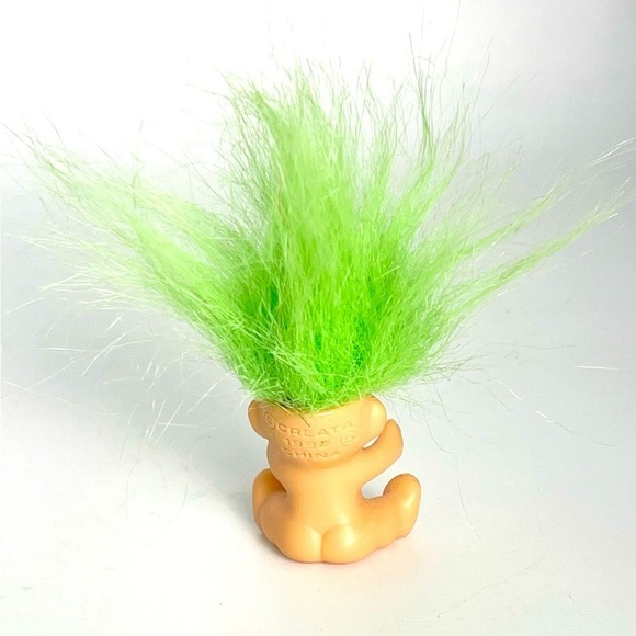 Good Luck Mini Pocket Troll with Teeth 1” Creata 1992 Green Hair Vintage Tiny - Picture 7 of 7